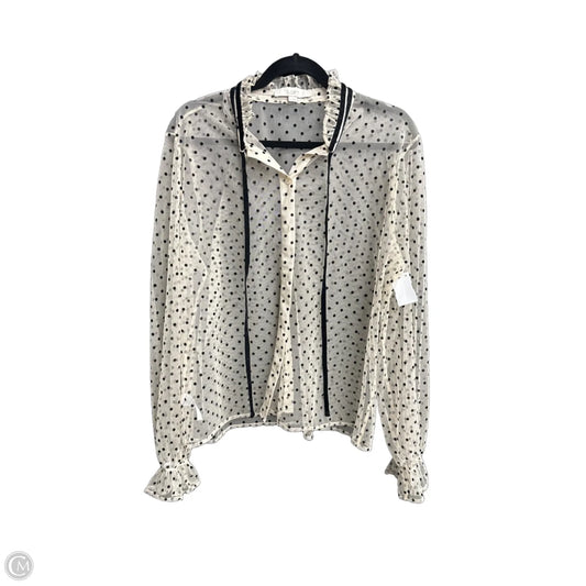 Blouse Long Sleeve By Loft In Polkadot Pattern, Size: L