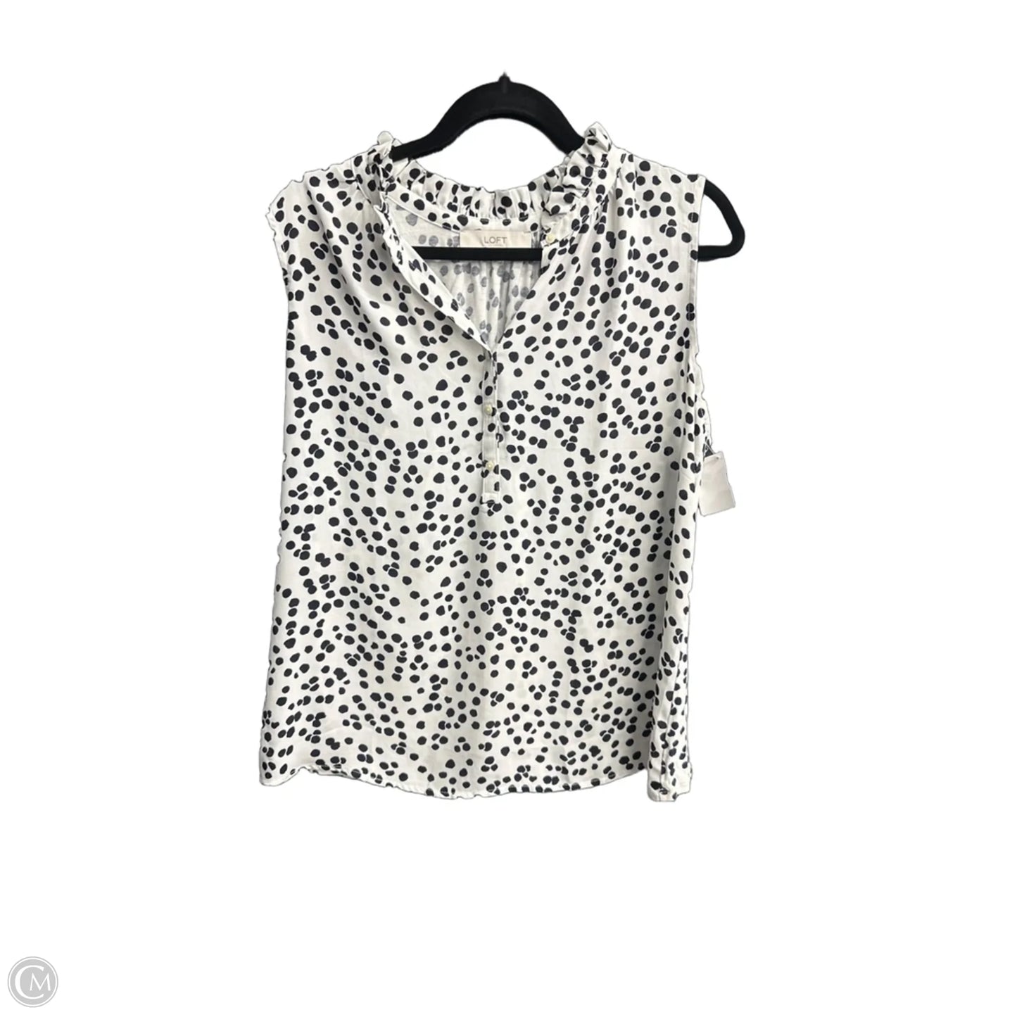 Top Sleeveless By Loft In Polkadot Pattern, Size: L