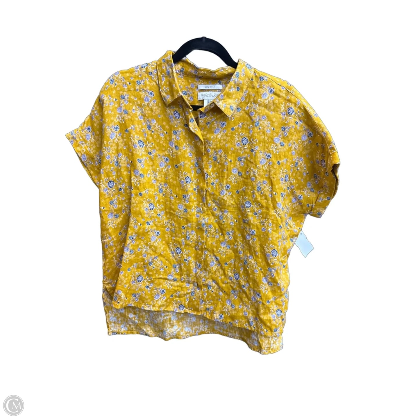 Top Short Sleeve By Rachel Zoe In Blue & Yellow, Size: S