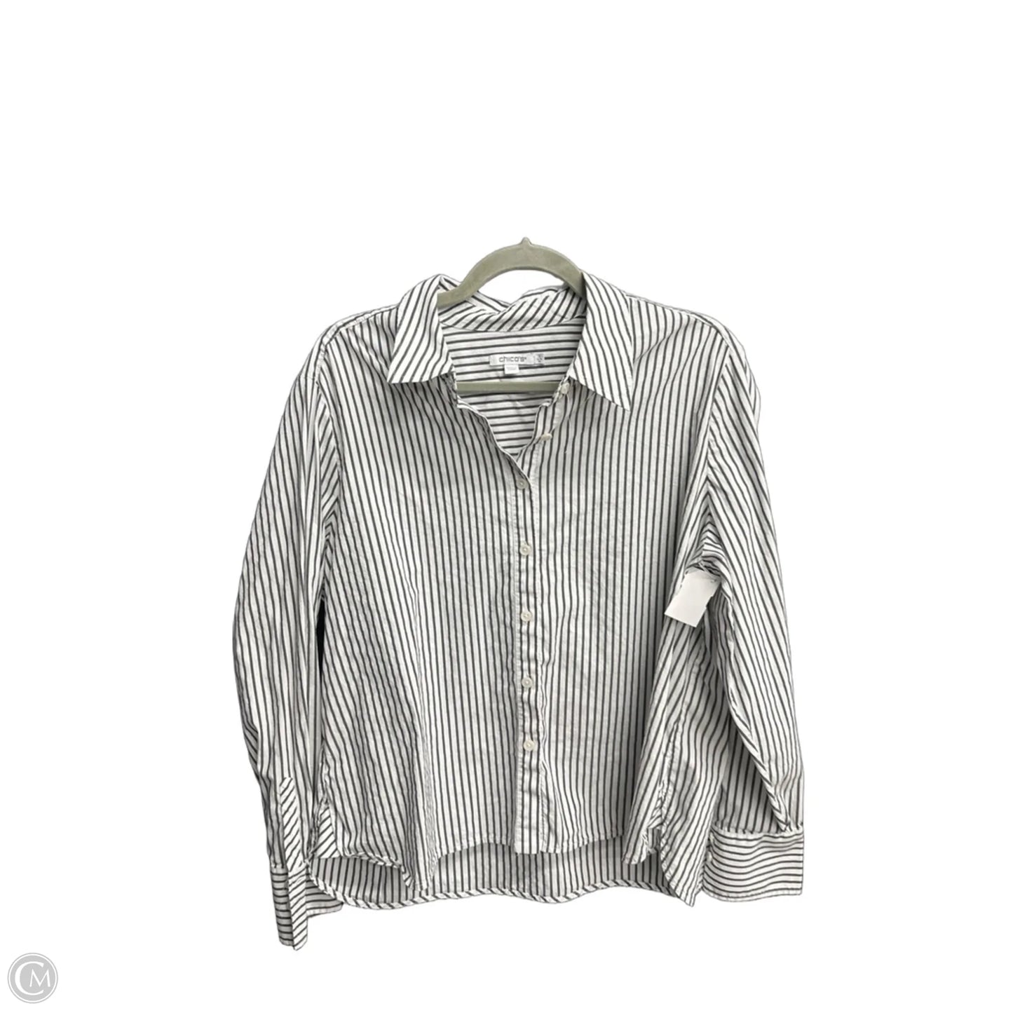 Top Long Sleeve By Chicos In Striped Pattern, Size: Xl