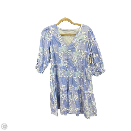 Dress Casual Midi By Clothes Mentor In Blue & White, Size: L