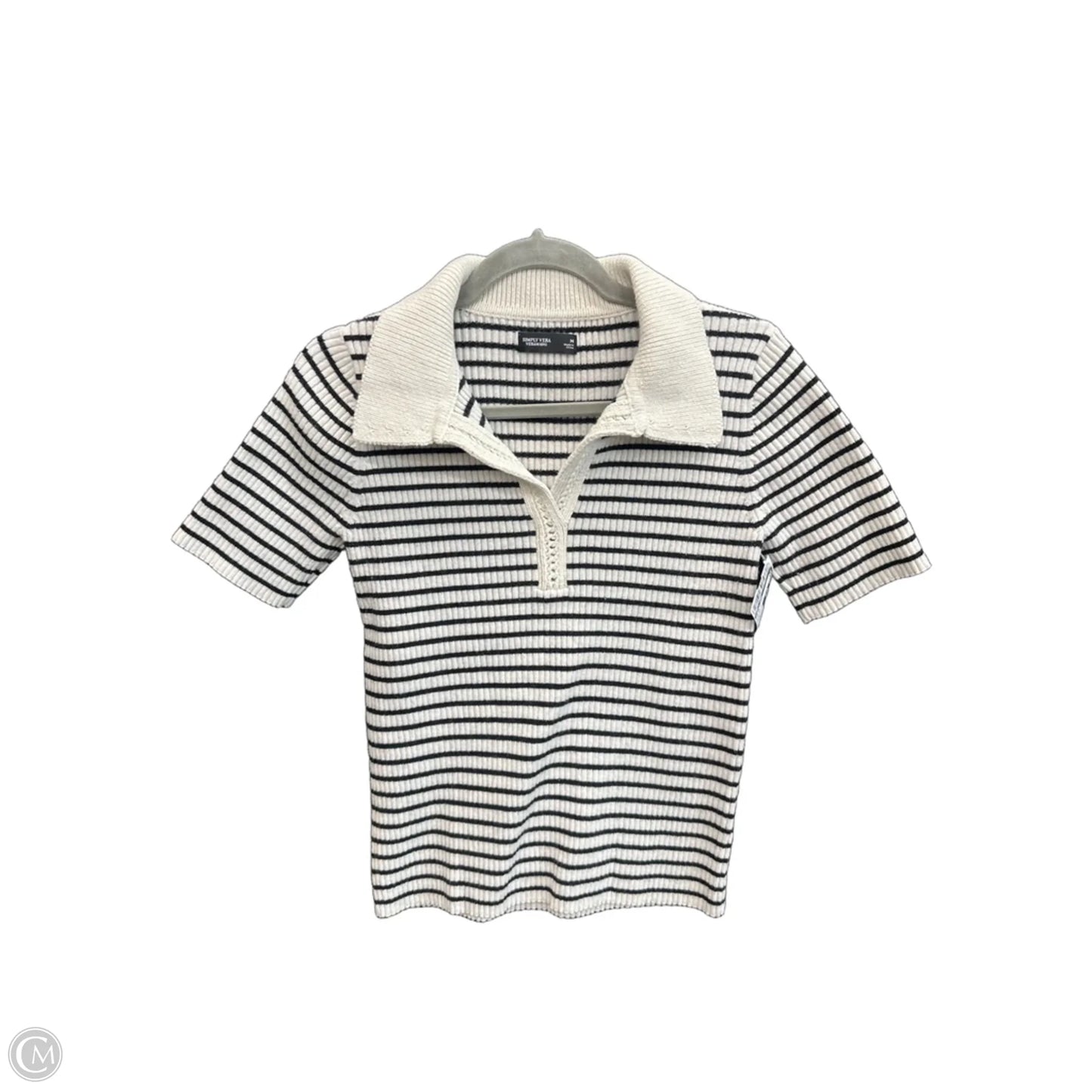 Top Short Sleeve By Simply Vera In Striped Pattern, Size: M