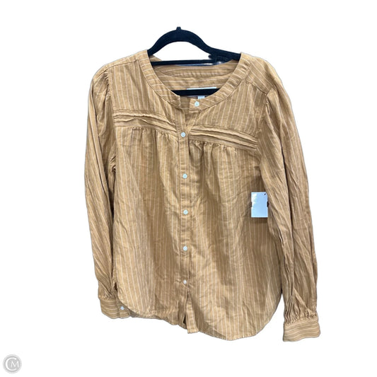 Top Long Sleeve By Loft In Orange & White, Size: M