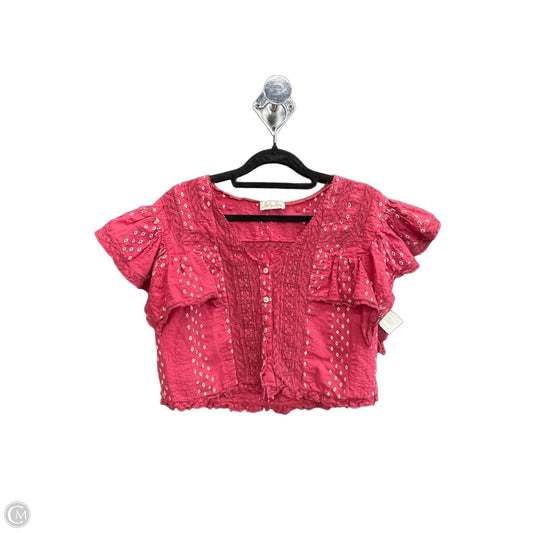 Blouse Short Sleeve By Loveshackfancy In Red & White, Size: S