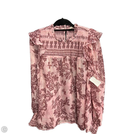 Blouse Long Sleeve By Loft In Pink & Purple, Size: Xlp