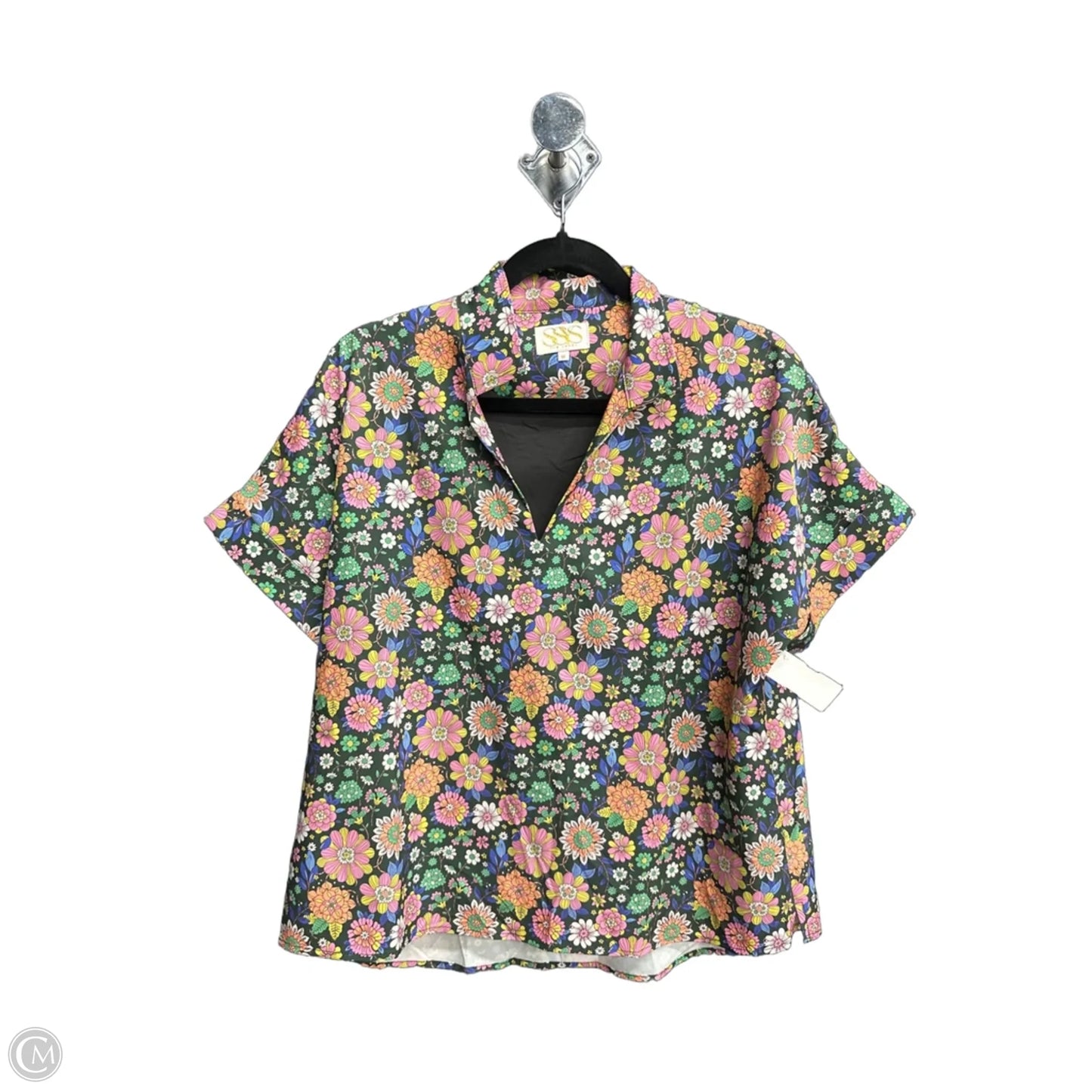Top Short Sleeve By Clothes Mentor In Floral Print, Size: Medium