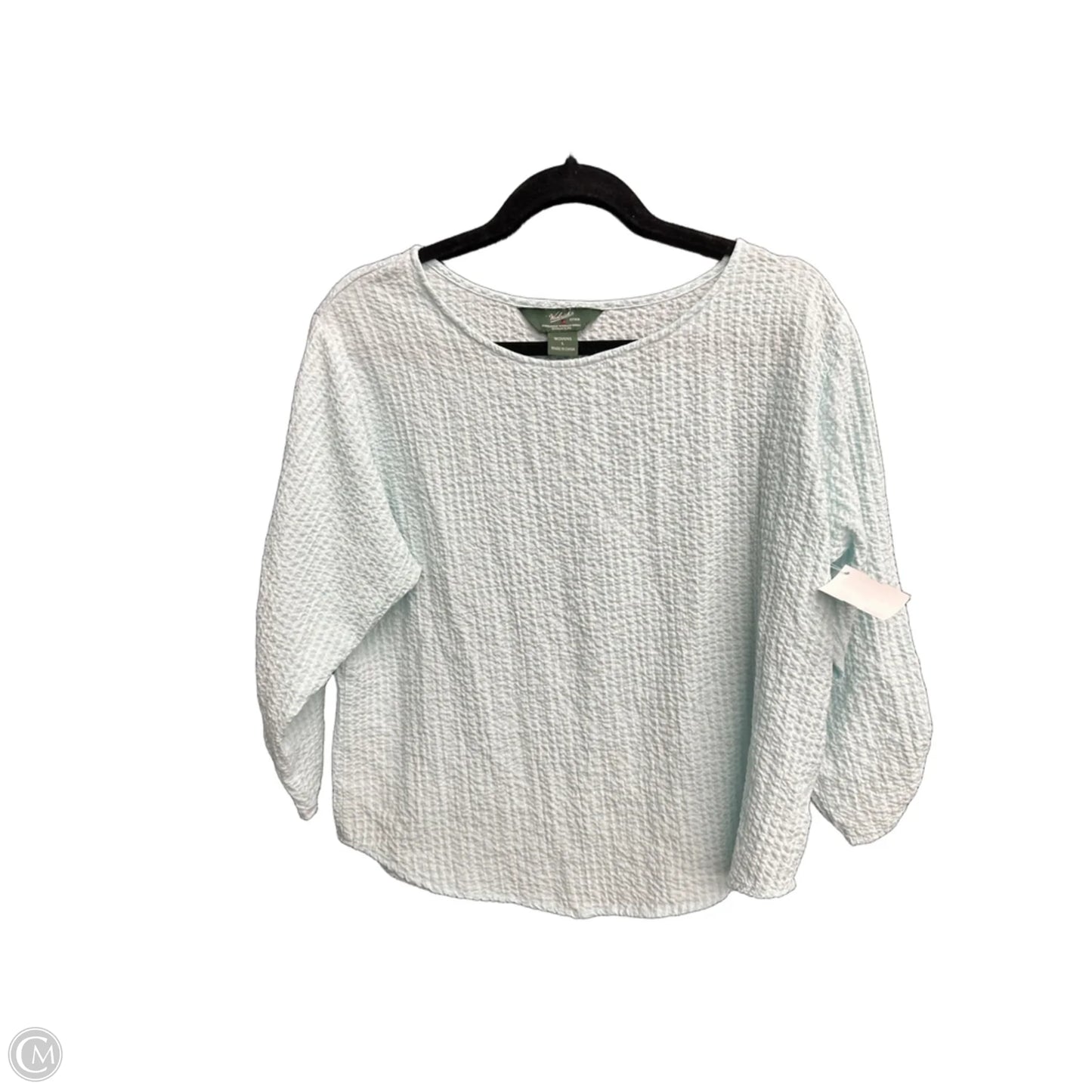 Blouse 3/4 Sleeve By Woolrich In Green & White, Size: L
