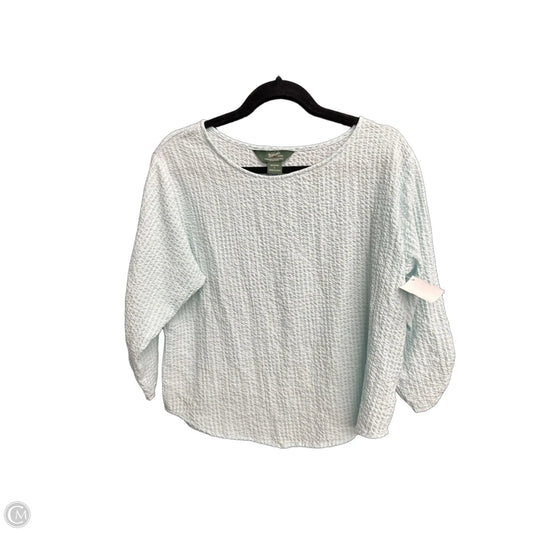 Blouse 3/4 Sleeve By Woolrich In Green & White, Size: L