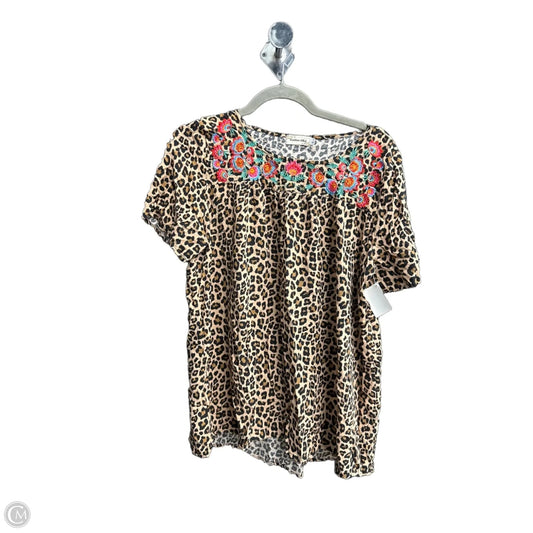 Top Short Sleeve By Southern Stitch In Animal Print, Size: L
