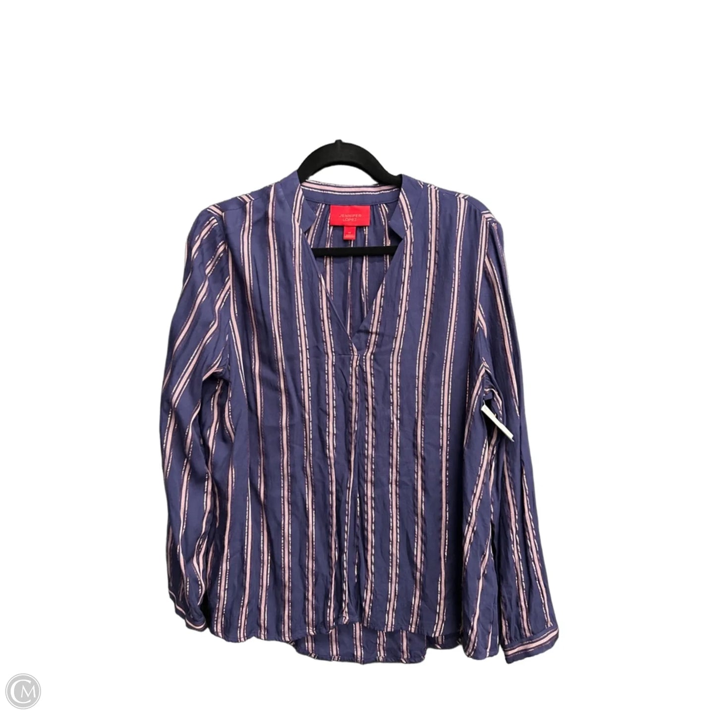 Blouse Long Sleeve By Jennifer Lopez In Blue & Pink, Size: M