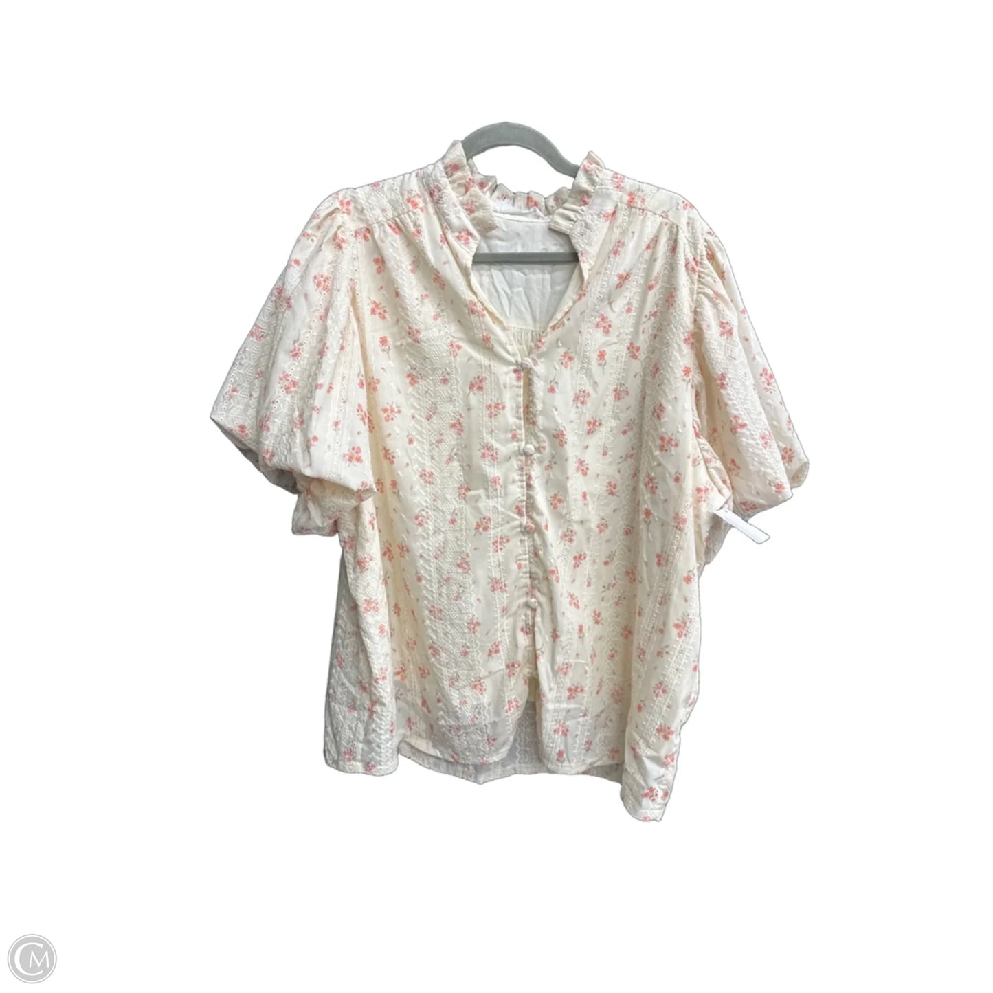 Blouse Short Sleeve By Impressions In Floral Print, Size: Xl