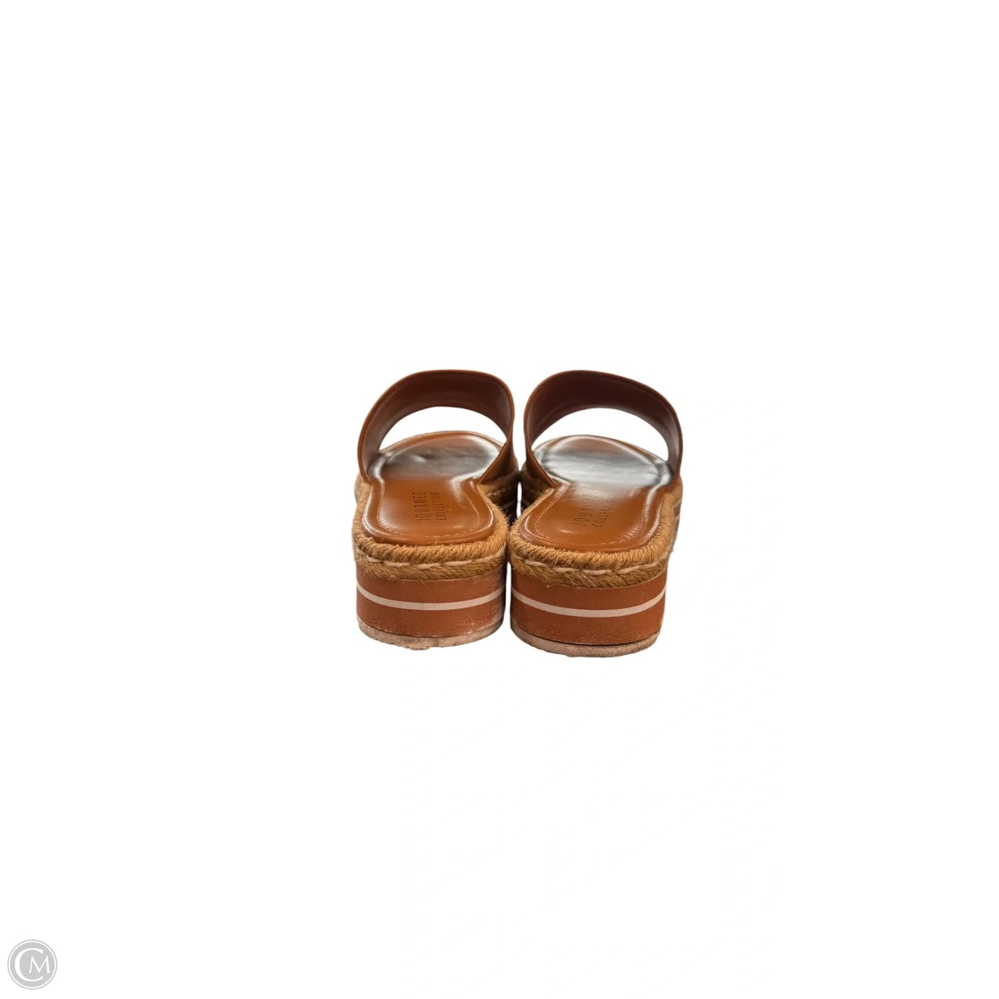 Sandals Flats By Journee In Brown & White, Size: 9.5