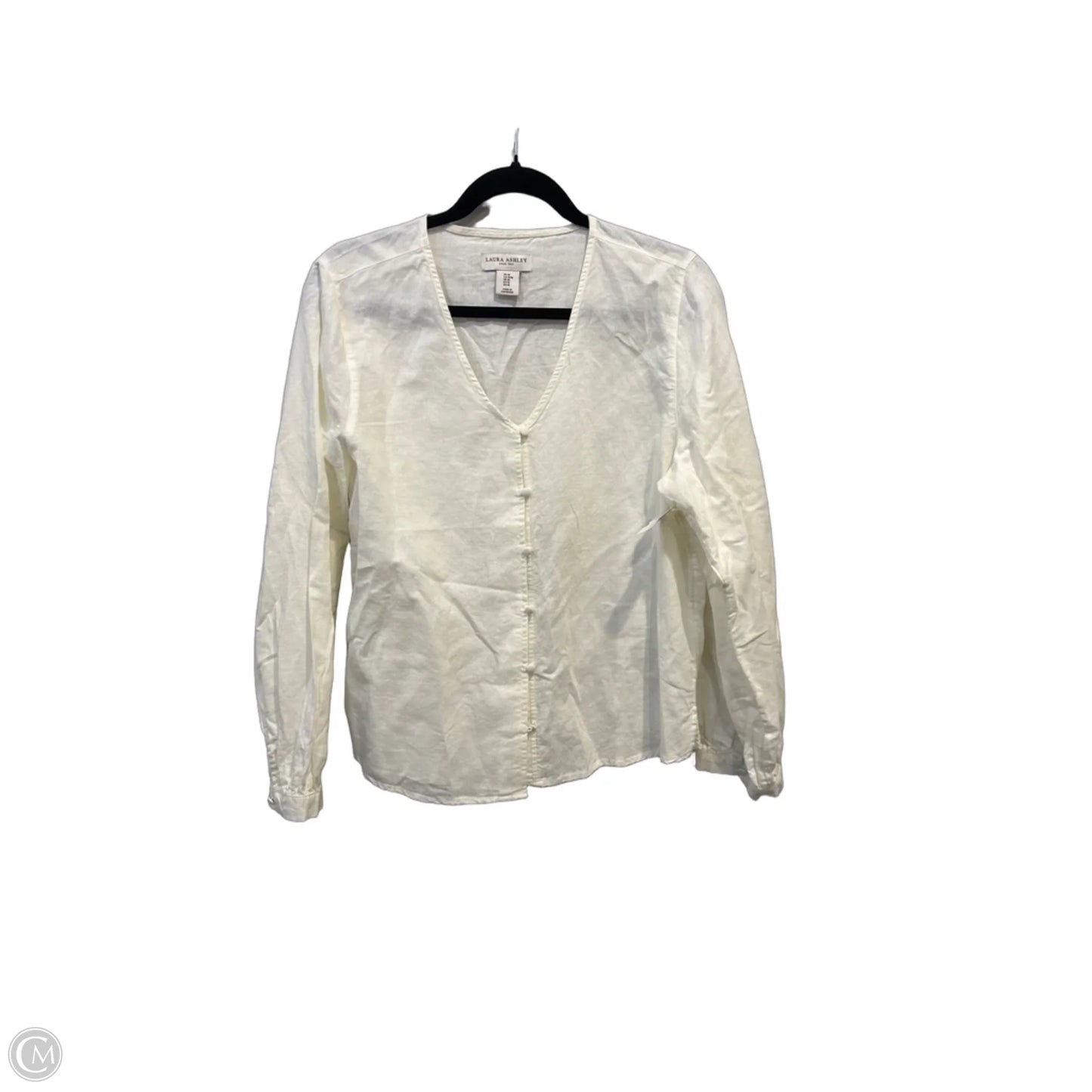 Top Long Sleeve By Laura Ashley In Cream, Size: M