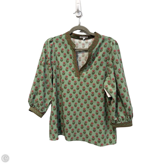 Blouse 3/4 Sleeve By Mary Square In Green & Pink, Size: L