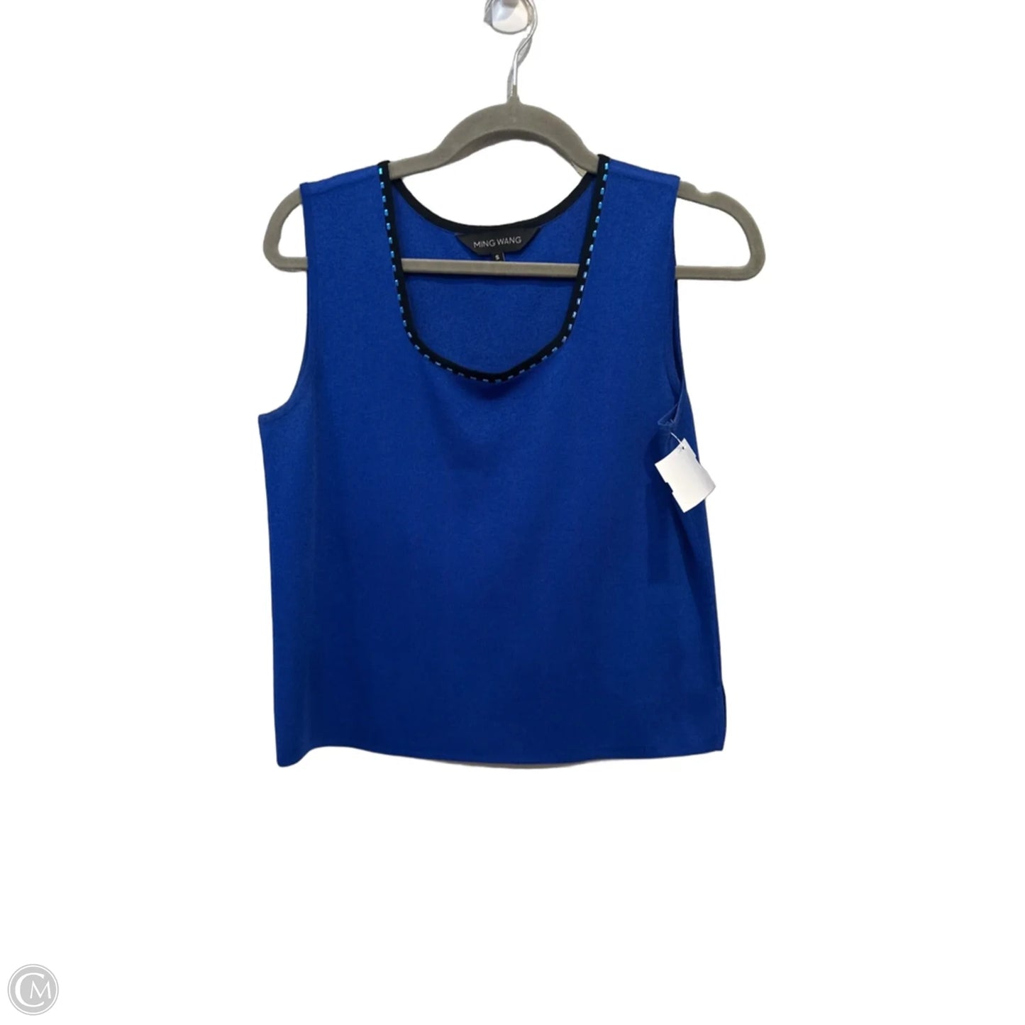 Top Sleeveless By Ming Wang In Black & Blue, Size: S