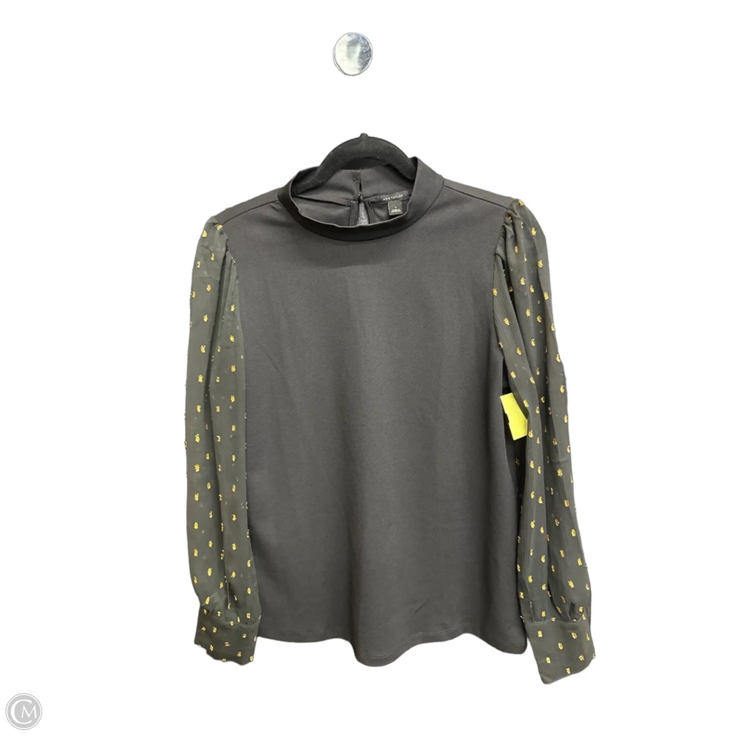 Blouse Long Sleeve By Ann Taylor In Black & Gold, Size: S