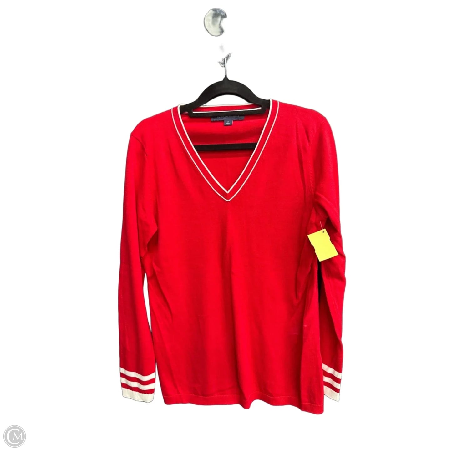 Top Long Sleeve By Tommy Hilfiger In Red & White, Size: M