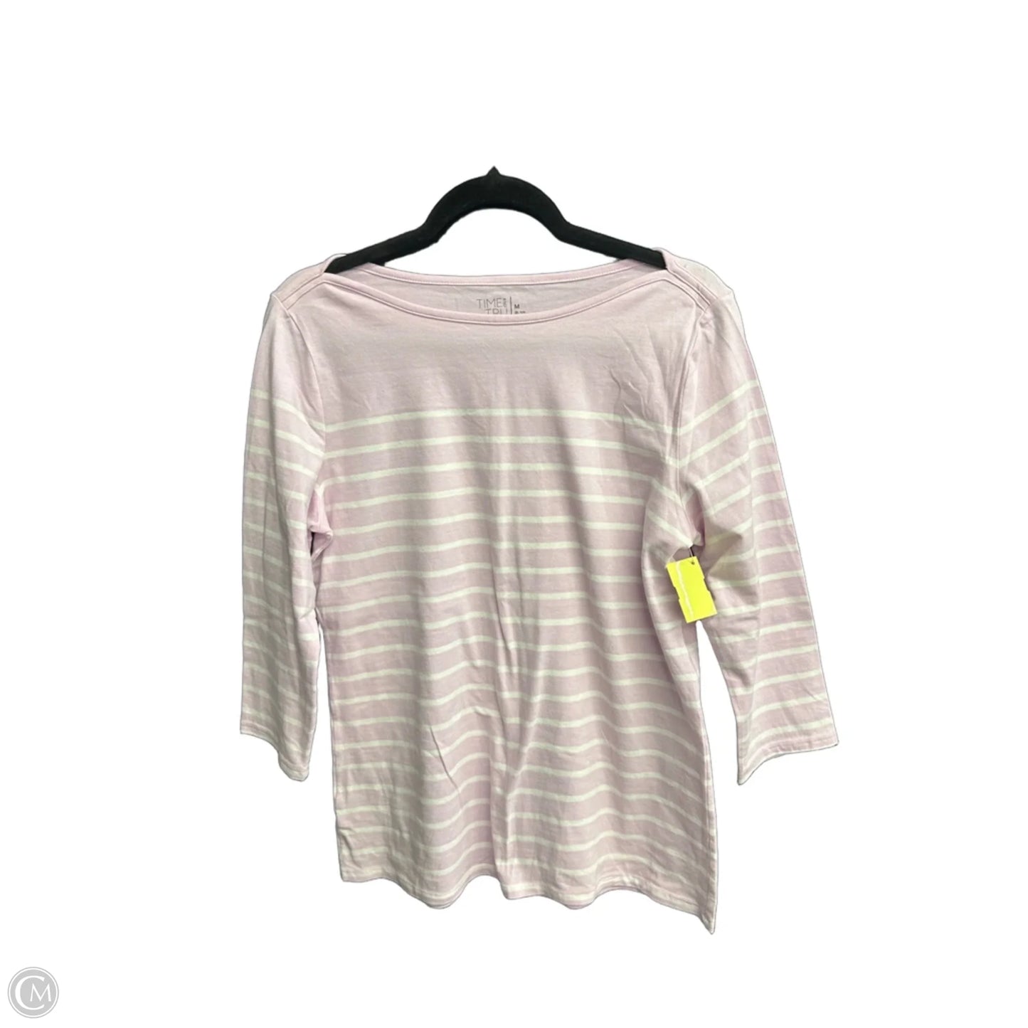 Top 3/4 Sleeve By Time And Tru In Purple & White, Size: M
