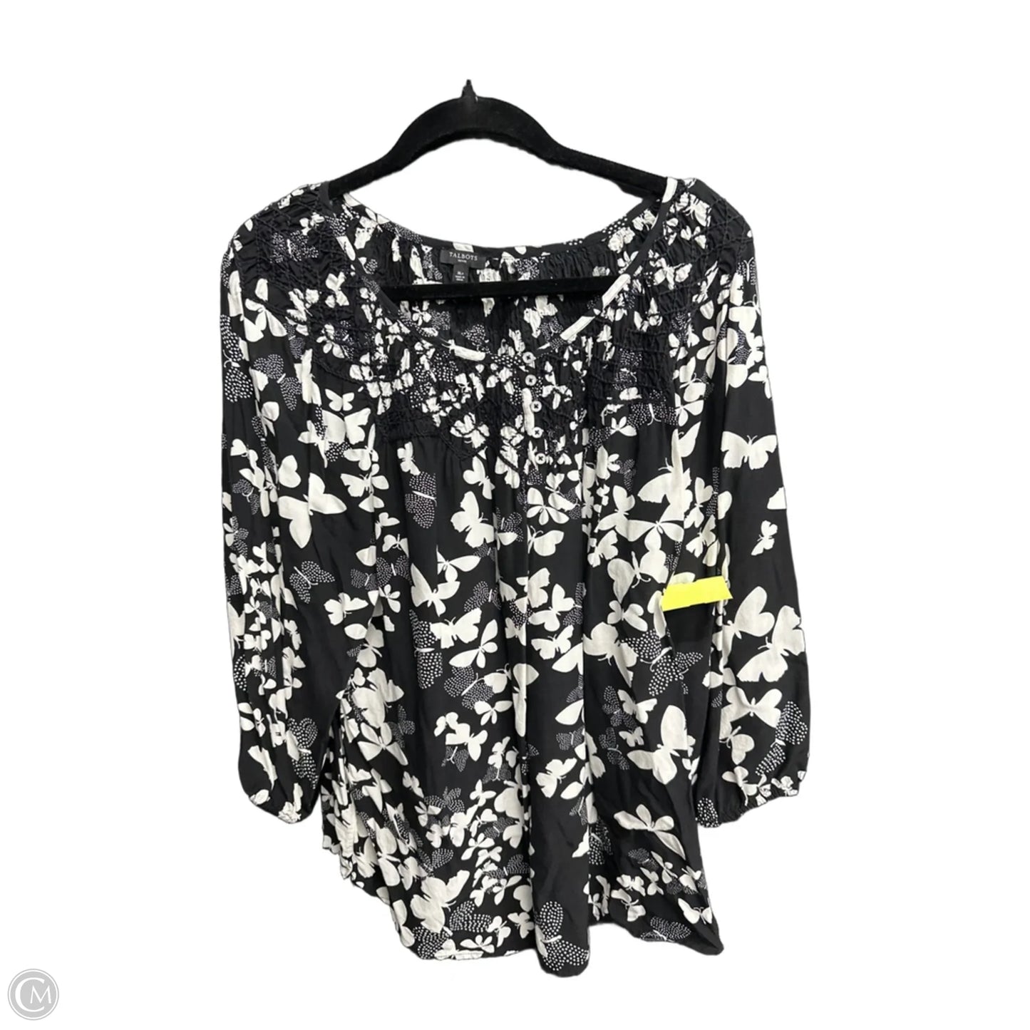 Top Long Sleeve By Talbots In Black & White, Size: Xlp