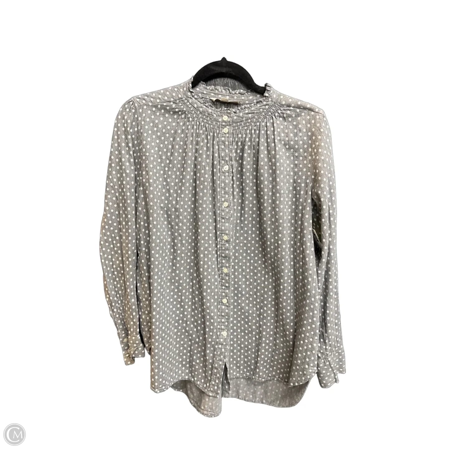 Blouse Long Sleeve By Loft In Polkadot Pattern, Size: L
