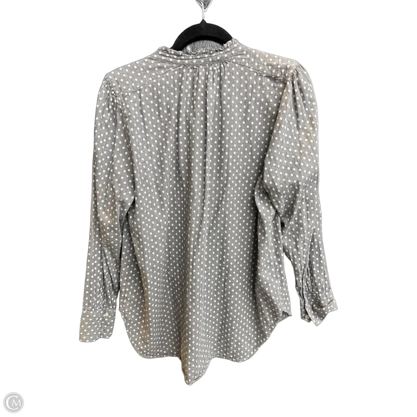 Blouse Long Sleeve By Loft In Polkadot Pattern, Size: L