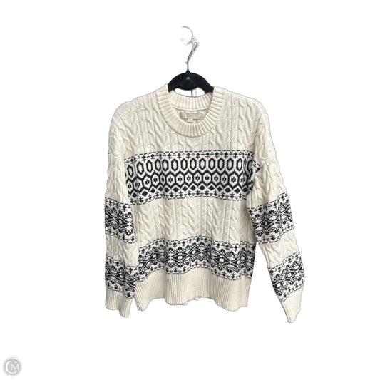 Sweater By Loft In Black & Cream, Size: L