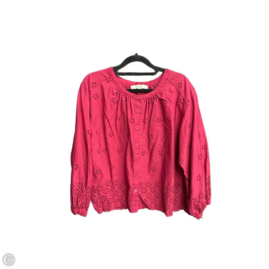 Top Long Sleeve By Loft In Maroon, Size: M