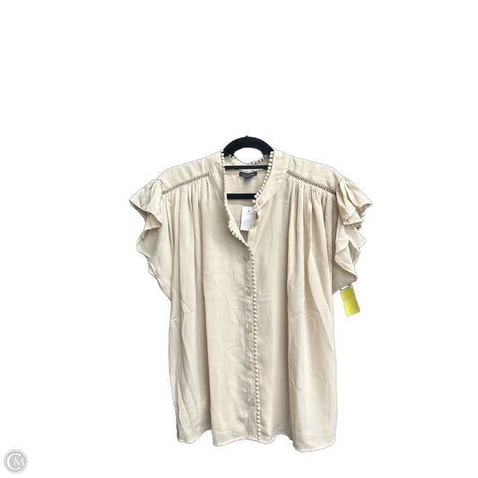 Blouse Short Sleeve By Ann Taylor In Tan, Size: M