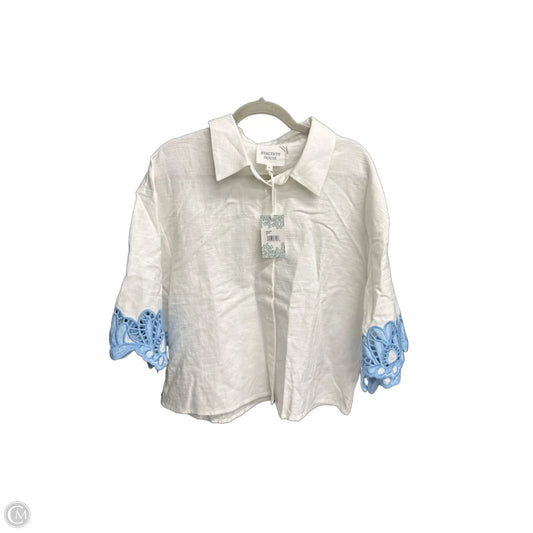 Top Short Sleeve By Hyacinth House In Blue & White, Size: Xl