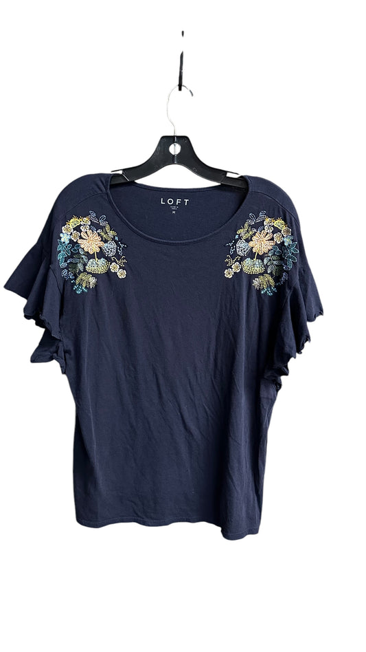 Top Short Sleeve By Loft In Navy, Size: M