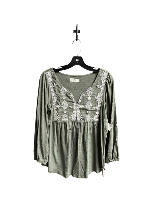 Top Long Sleeve By Lucky Brand In Green & White, Size: S