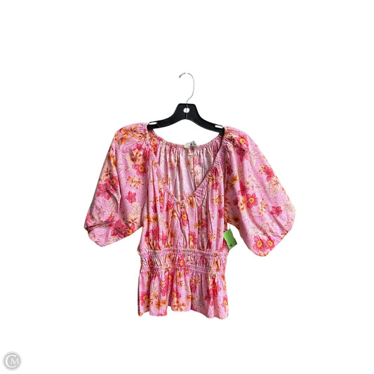 Top Short Sleeve By Loft In Floral Print, Size: M