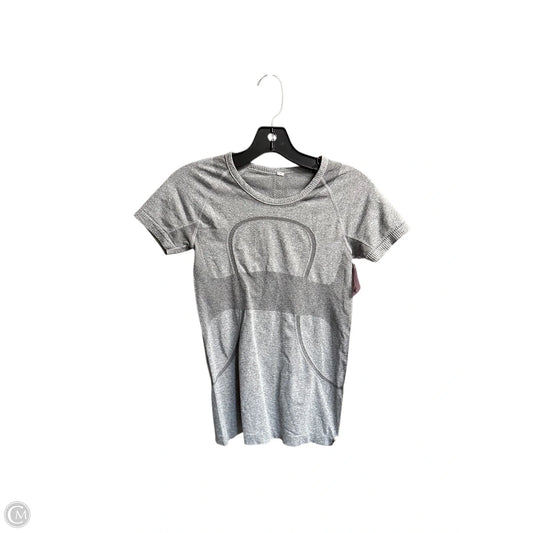 Athletic Top Short Sleeve By Lululemon In Grey, Size: Xs