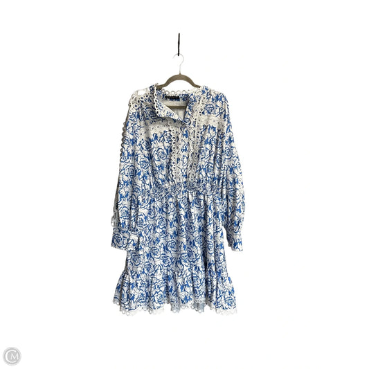 Dress Casual Midi By Clothes Mentor In Blue & White, Size: 3x