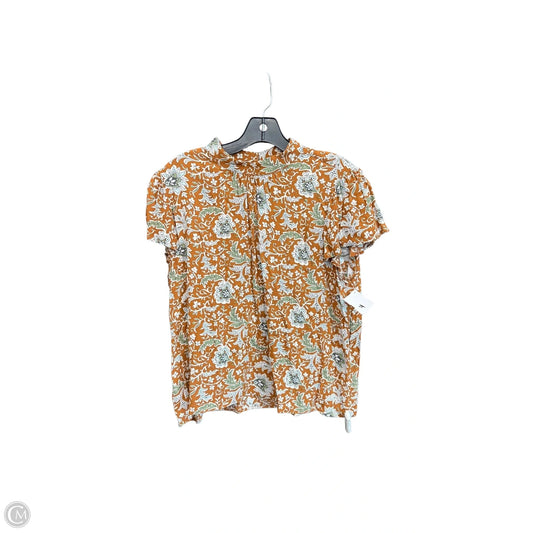 Top Short Sleeve By Ann Taylor In Paisley Print, Size: L