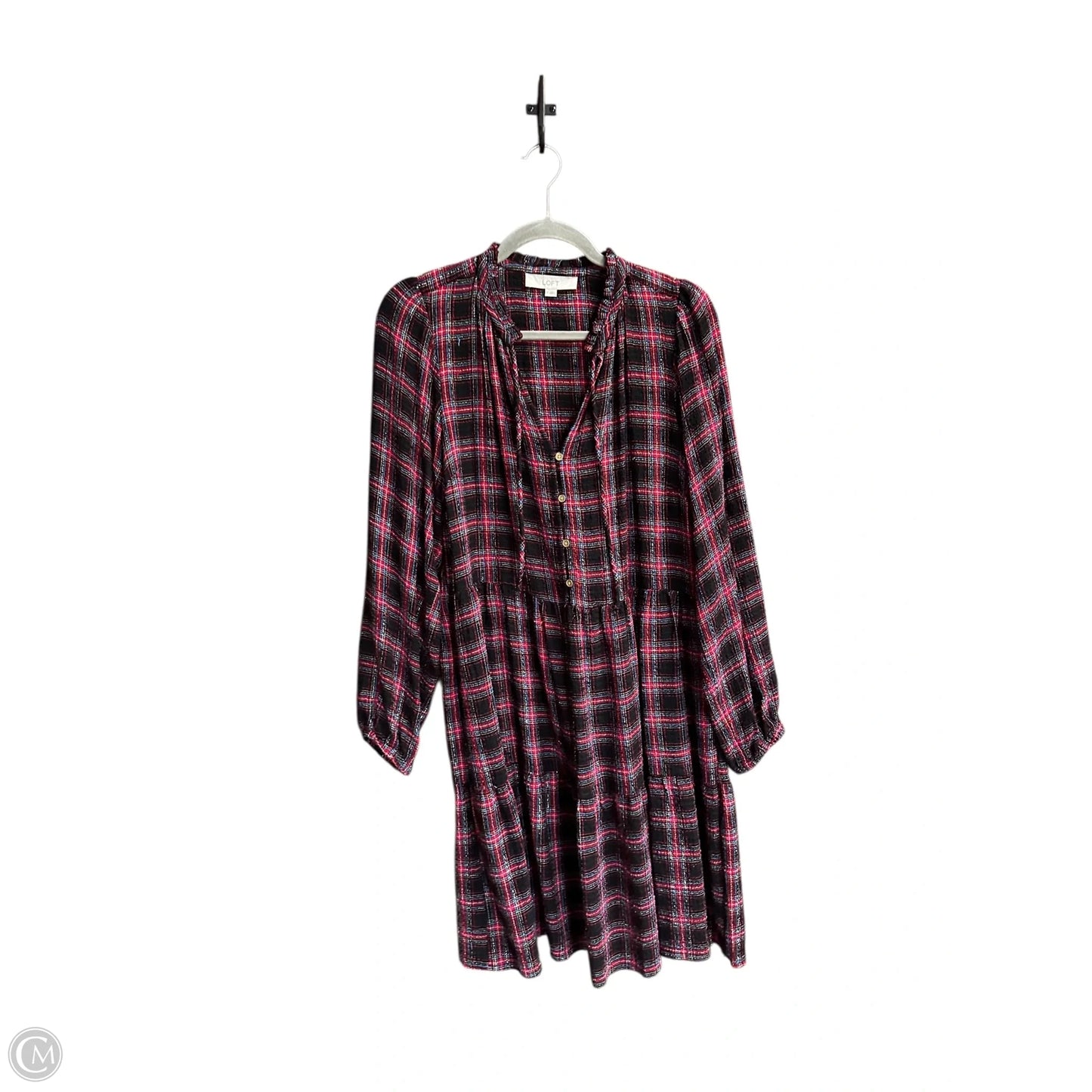 Dress Casual Midi By Loft In Plaid Pattern, Size: M