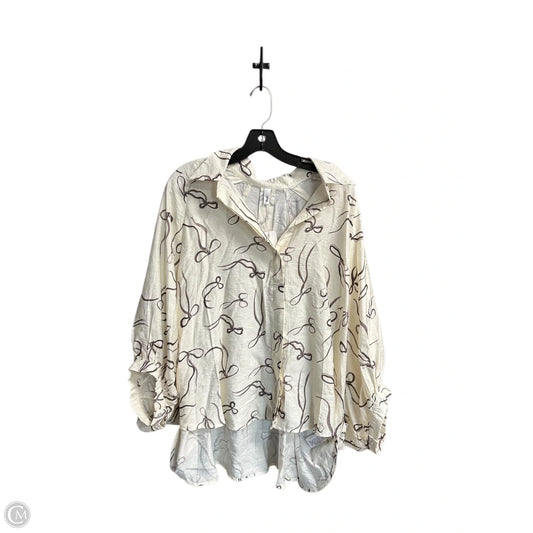 Top Long Sleeve By Glam In Grey & White, Size: L