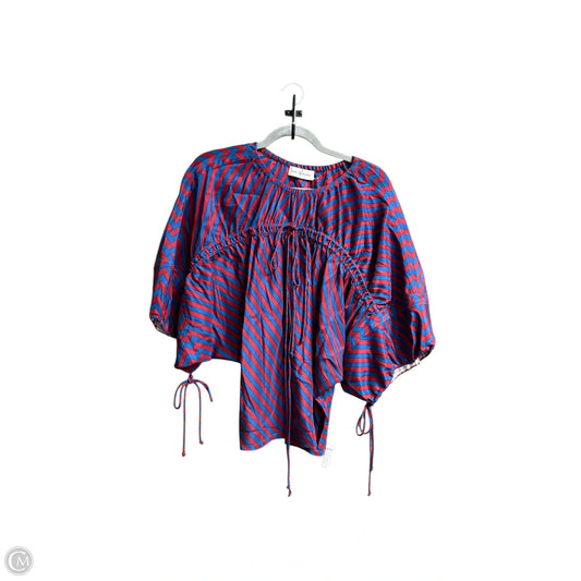 Top 3/4 Sleeve Designer By Tory Burch In Blue & Red, Size: Xl