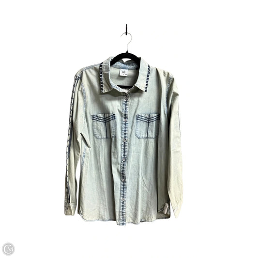 Top Long Sleeve By Cabi In Blue Denim, Size: M