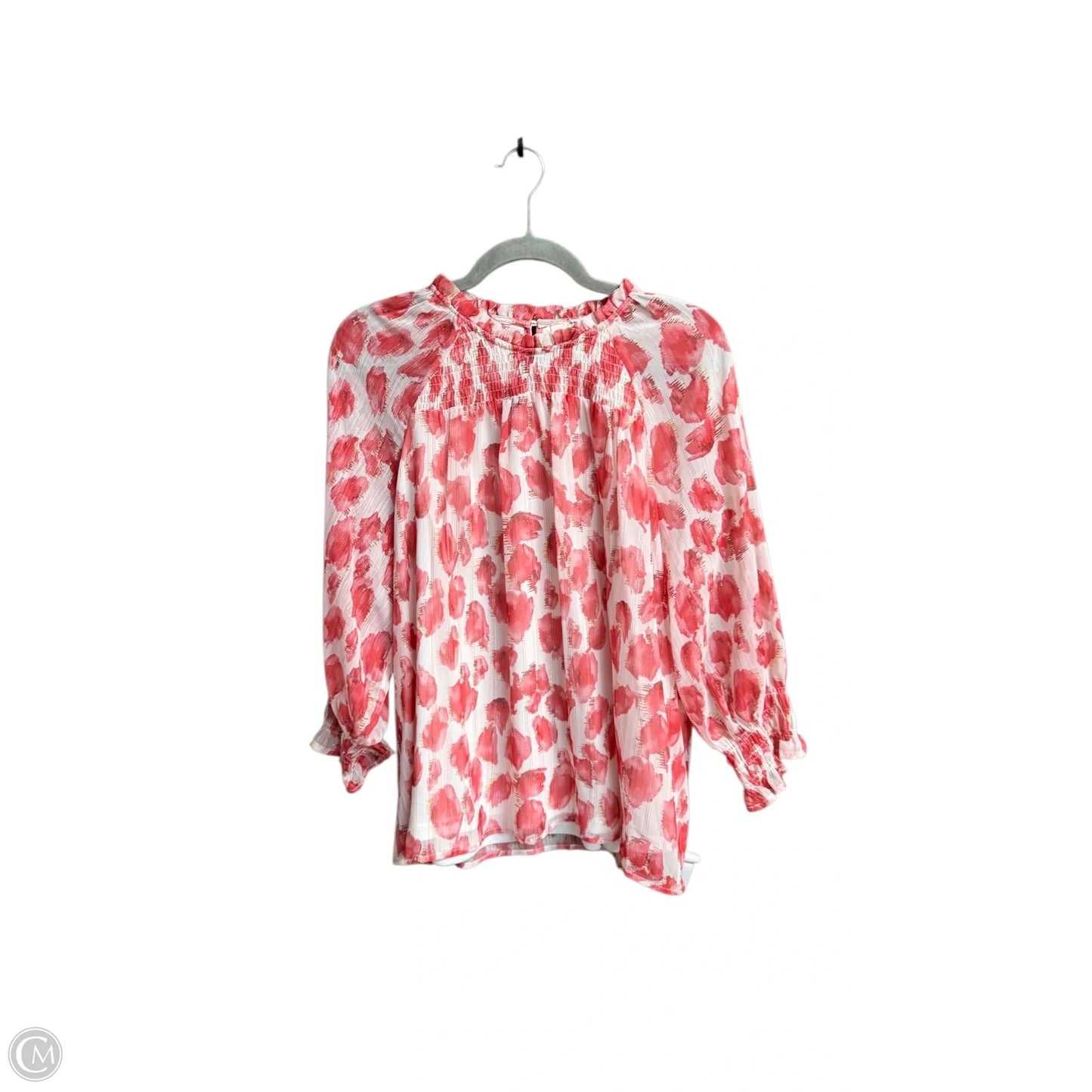 Top Long Sleeve By Entro In Pink & White, Size: L