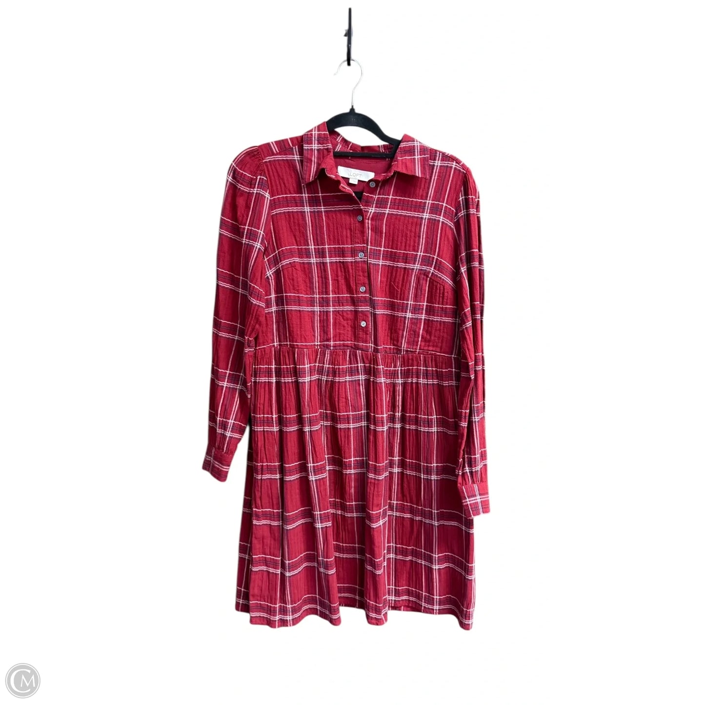 Dress Casual Midi By Loft In Plaid Pattern, Size: S