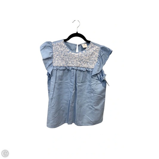 Blouse Sleeveless By J.marie In Blue & White, Size: S