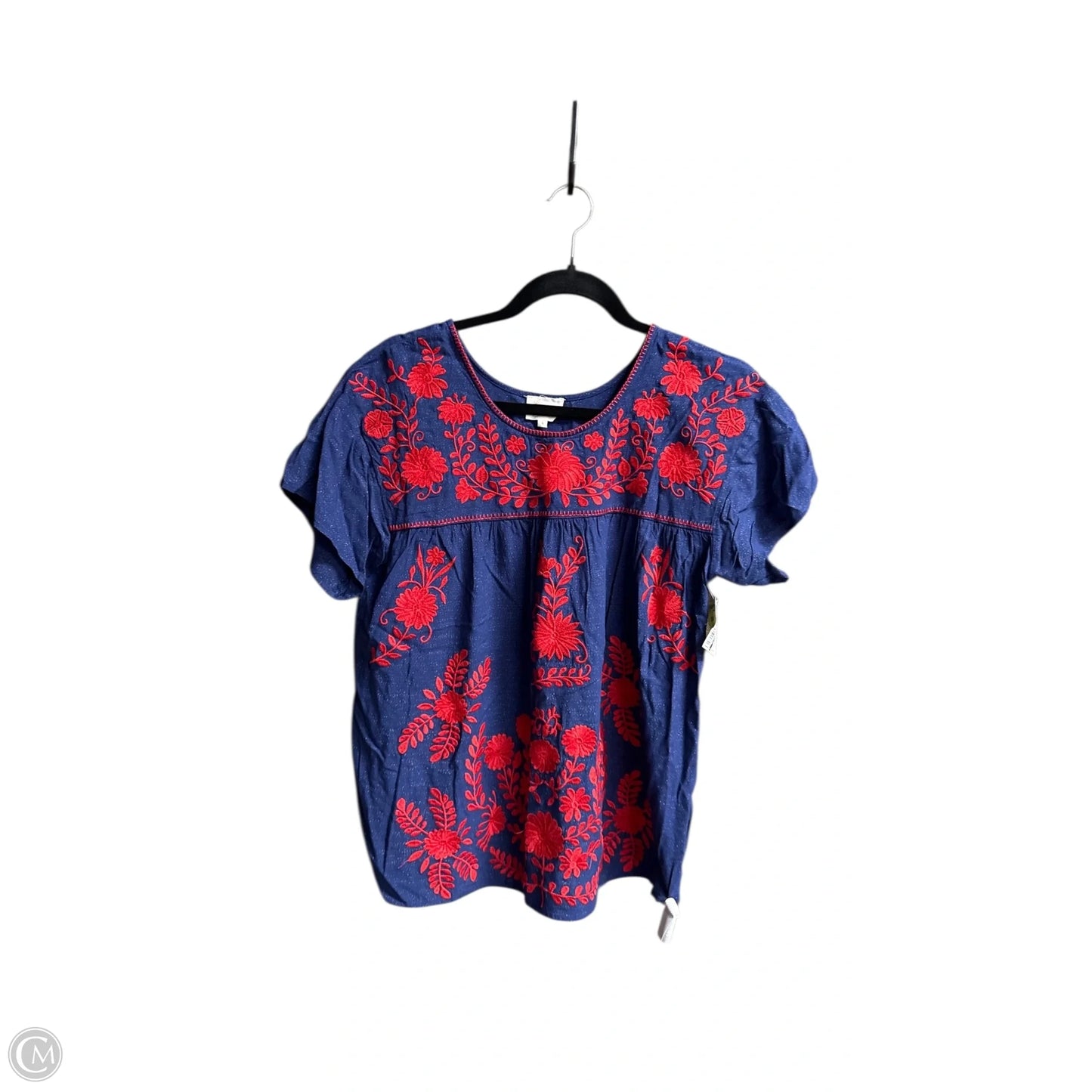 Blouse Short Sleeve By Clothes Mentor In Blue & Red, Size: S