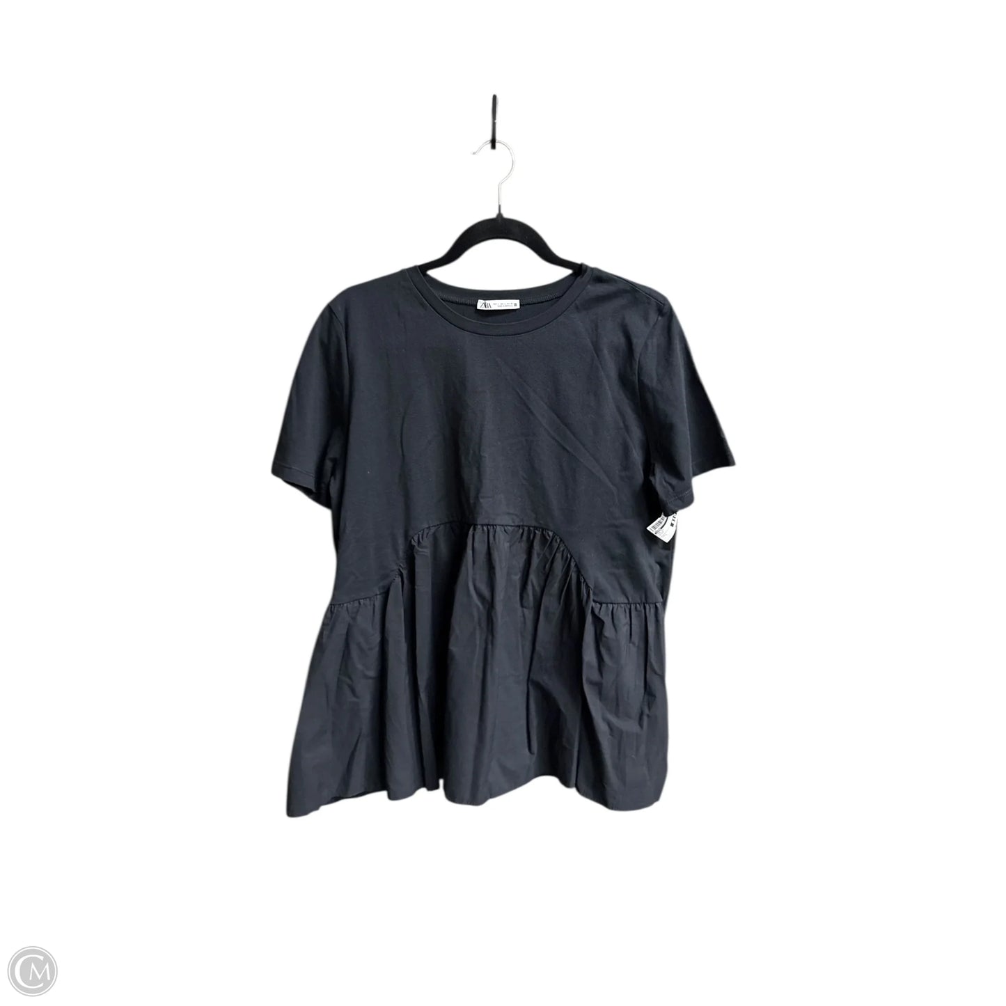 Top Short Sleeve By Zara In Black, Size: L