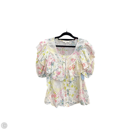 Blouse Short Sleeve By Loveshackfancy In Floral Print, Size: Xl