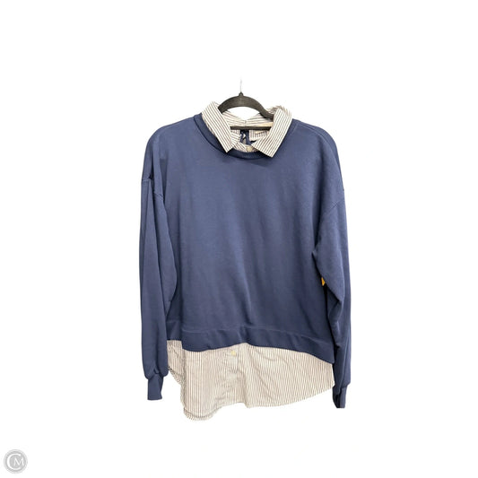 Sweater By Loft In Blue & White, Size: L