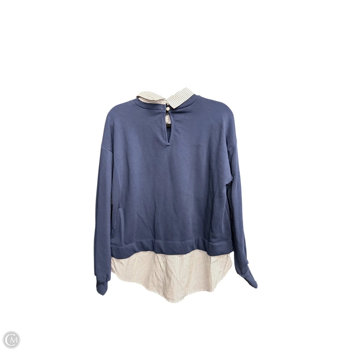Sweater By Loft In Blue & White, Size: L