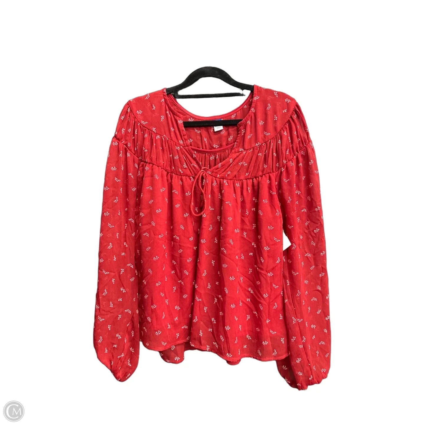 Blouse Long Sleeve By Old Navy In Red & White, Size: M