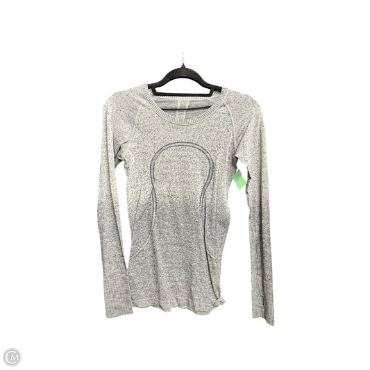 Athletic Top Long Sleeve Crewneck By Lululemon In Grey & White, Size: Xs