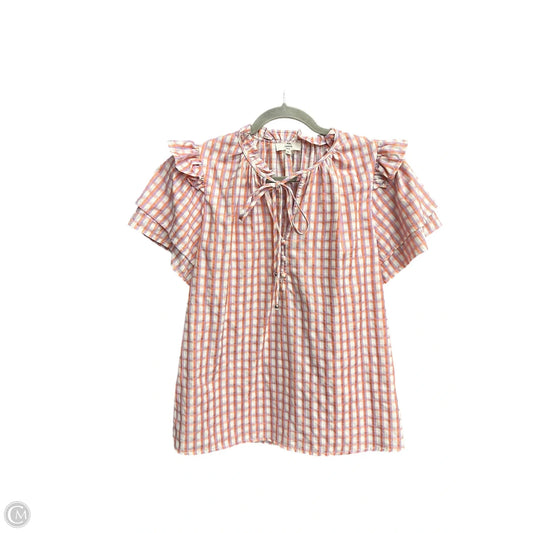 Blouse Short Sleeve By Entro In Plaid Pattern, Size: M